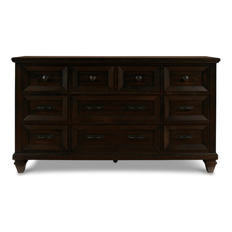 New Classic Furniture Sevilla 9-Drawer Wood Dresser in Walnut