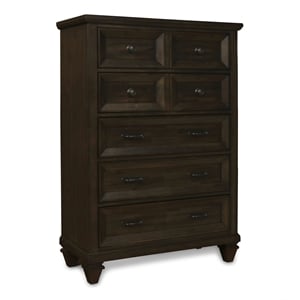 new classic furniture sevilla 5-drawer solid wood chest in walnut