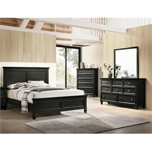 New Classic Tamarack 4-Piece Wood Queen Bedroom Set with Chest in Black