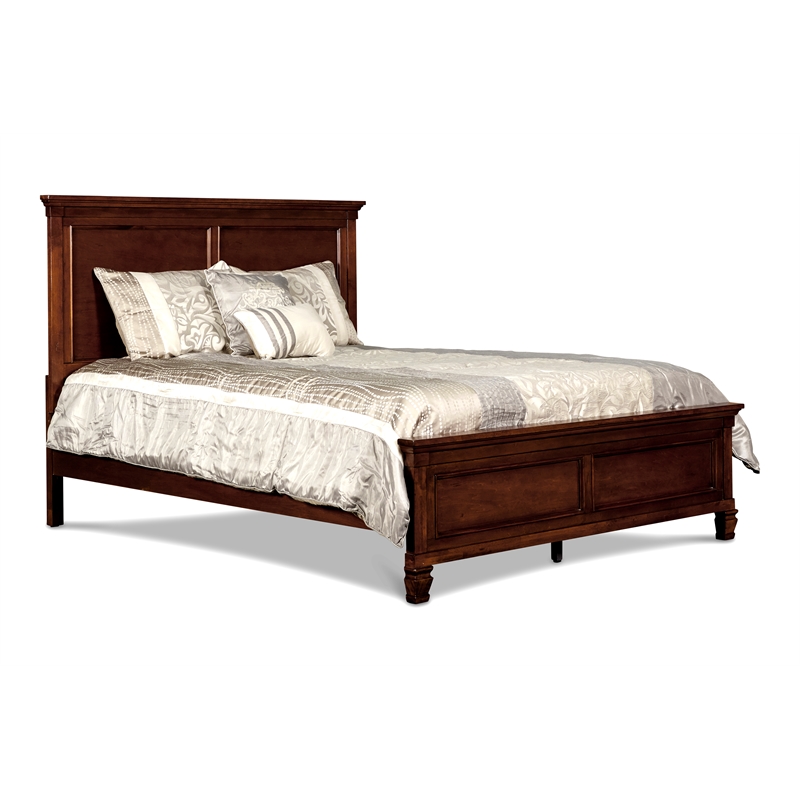 New Classic Furniture Tamarack Wood King Panel Bed in Brown Cherry