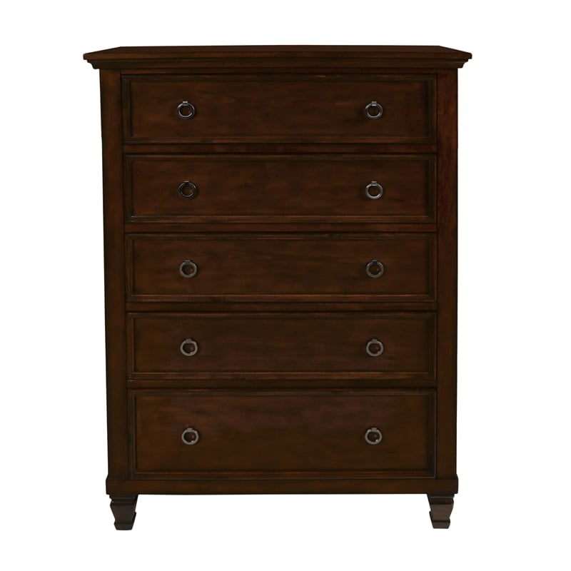 New Classic Tamarack 4-PC Wood King Bedroom Set with Chest in Brown Cherry