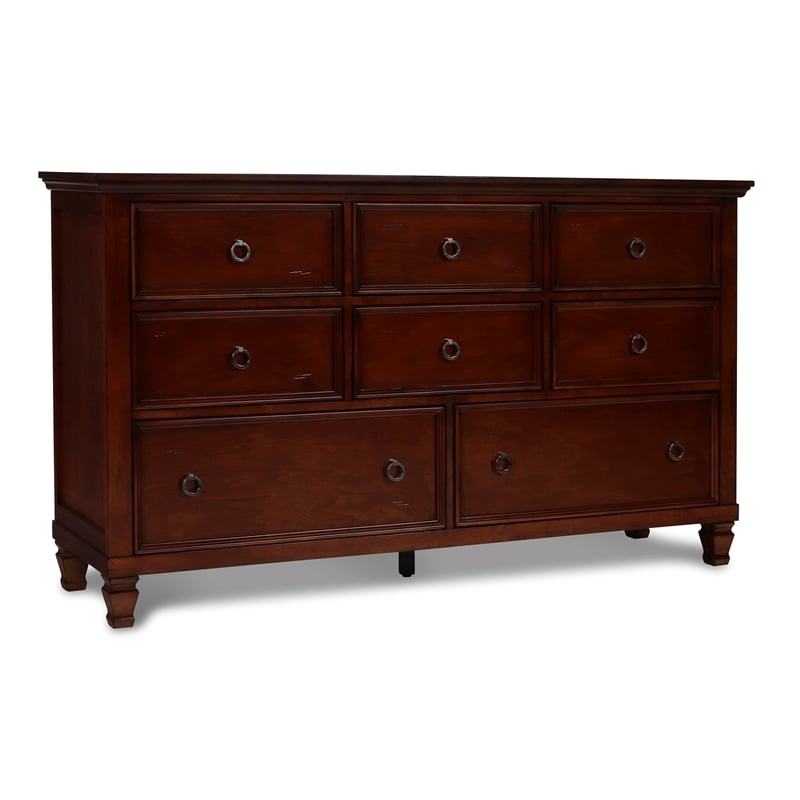 New Classic Tamarack 4-PC Wood King Bedroom Set with Nightstand in Brown Cherry