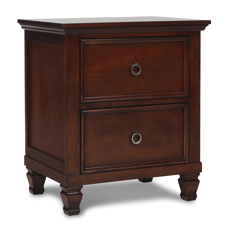 New Classic Tamarack 4PC Wood Queen Bedroom Set with Nightstand in Brown Cherry