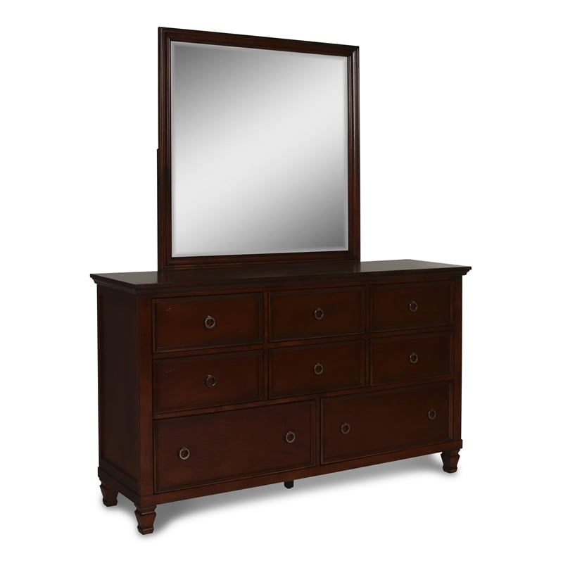 New Classic Tamarack 4PC Wood Queen Bedroom Set with Nightstand in Brown Cherry