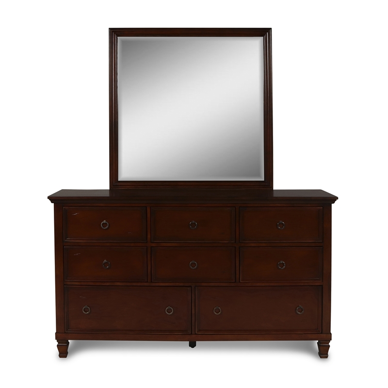 New Classic Tamarack 4PC Wood Queen Bedroom Set with Nightstand in Brown Cherry