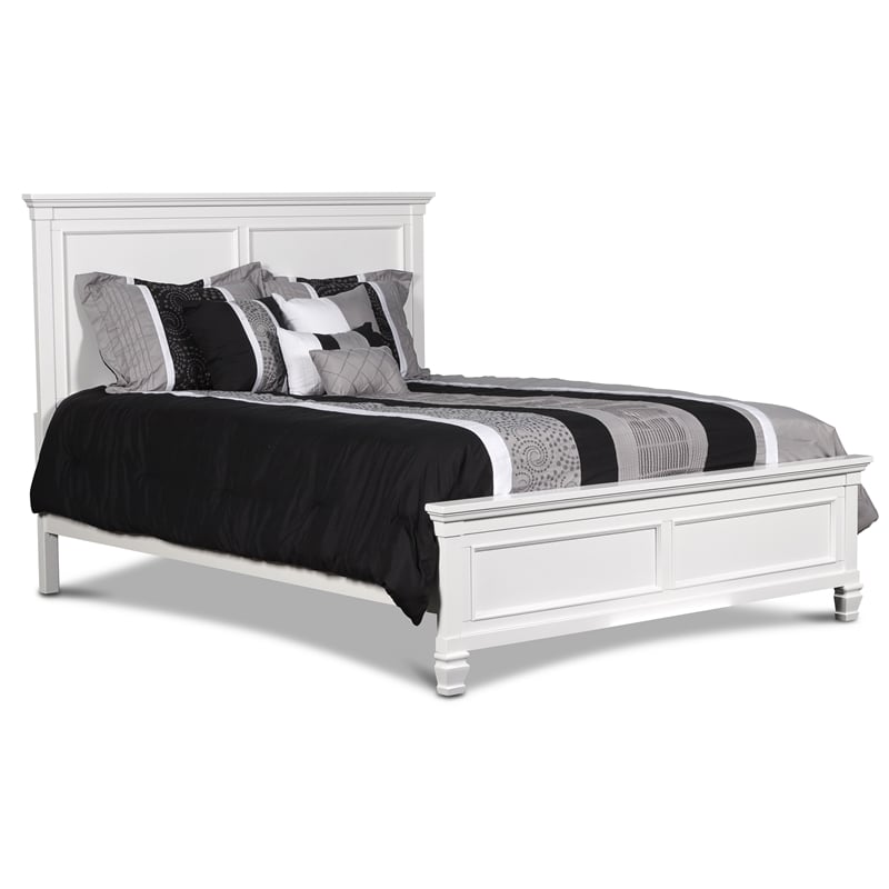 New Classic Furniture Tamarack Wood King Size Panel Bed in White