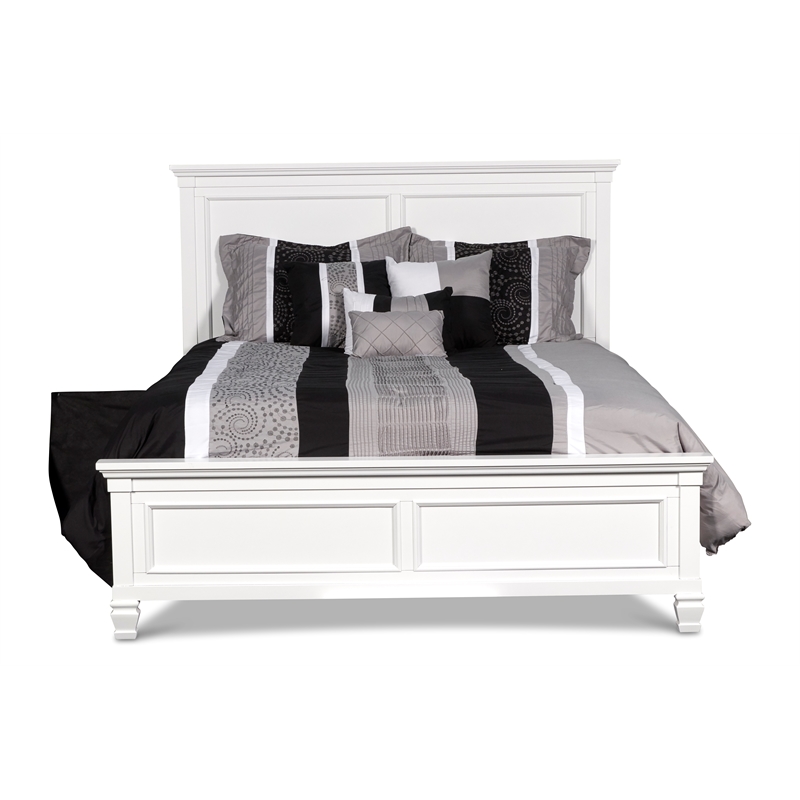 New Classic Furniture Tamarack Wood California King Panel Bed in White