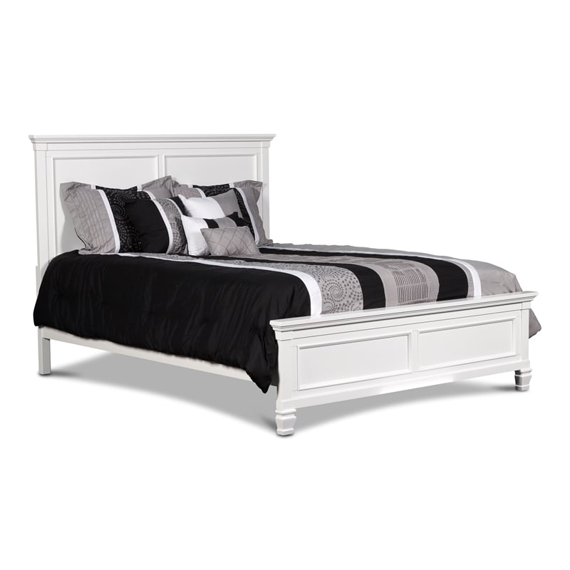 New Classic Furniture Tamarack Wood California King Panel Bed in White
