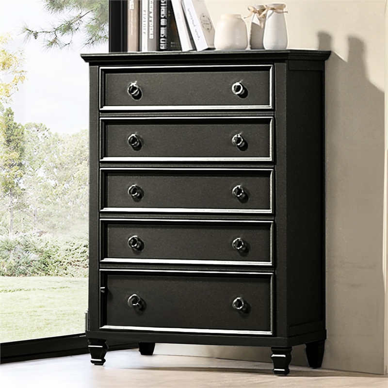 New Classic Furniture Tamarack 5-Drawer Transitional Wood Chest in Black