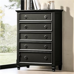 New Classic Furniture Tamarack 5-Drawer Transitional Wood Chest in Black
