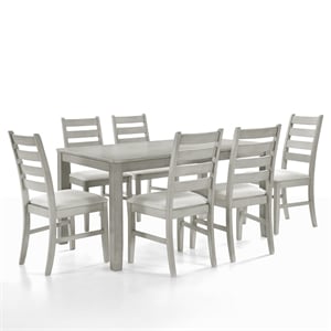 New Classic Pascal 59&quot 7-Piece Wood Dining Set with 6 Chairs in Driftwood