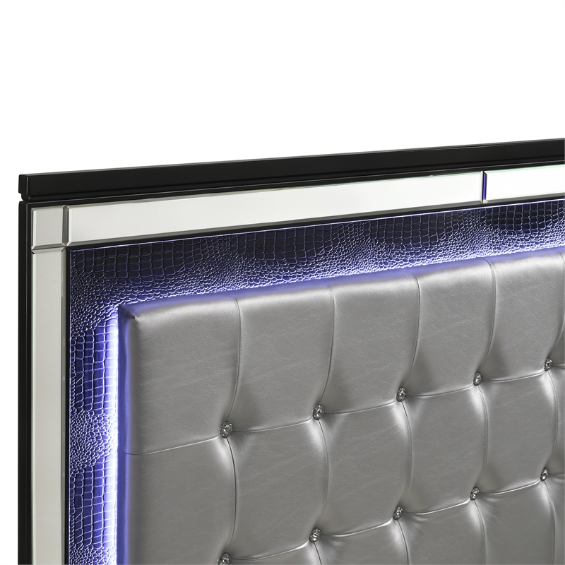 New Classic Furniture Valentine Solid Wood California King Lighted Bed in Black