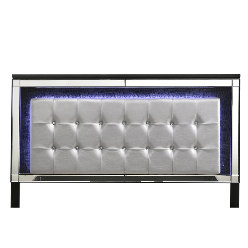 New Classic Furniture Valentine Solid Wood California King Lighted Bed in Black