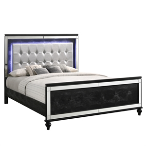 New Classic Furniture Valentine Solid Wood California King Lighted Bed in Black
