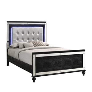 New Classic Furniture Valentine Solid Wood Full Lighted Bed in Black