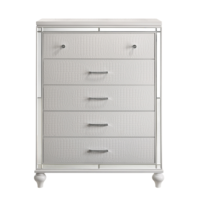 New Classic Furniture Valentine 5-Piece Solid Wood King Bedroom Set in White