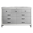 New Classic Furniture Valentine Solid Wood Dresser with 9 Drawers in Silver
