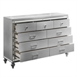 New Classic Furniture Valentine Solid Wood Dresser with 9 Drawers in Silver