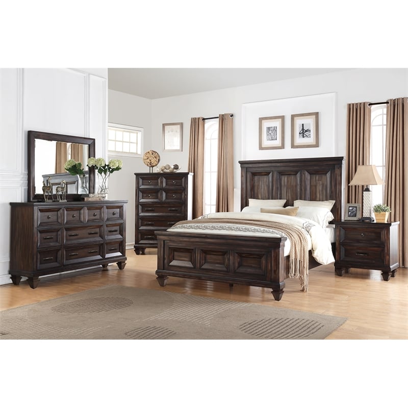 New Classic Furniture Sevilla 6-Piece Wood King Bedroom Set in Walnut