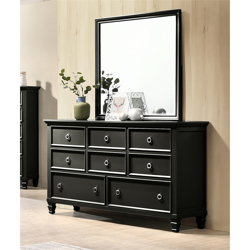 New Classic Furniture Tamarack 8-Drawer Wood Dresser with Mirror in Black