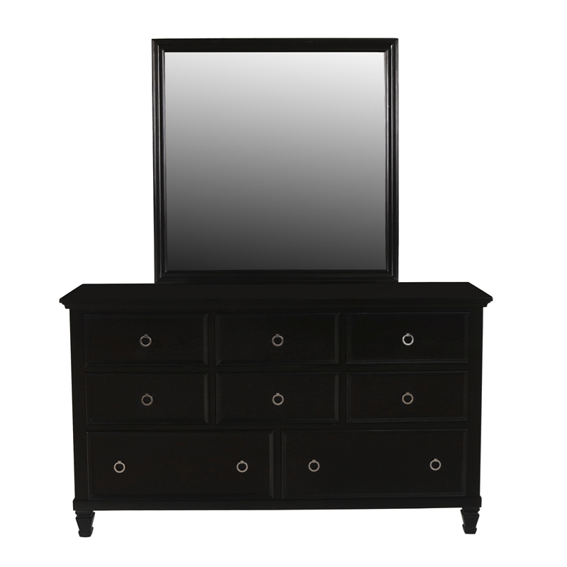 New Classic Furniture Tamarack 8-Drawer Wood Dresser with Mirror in Black