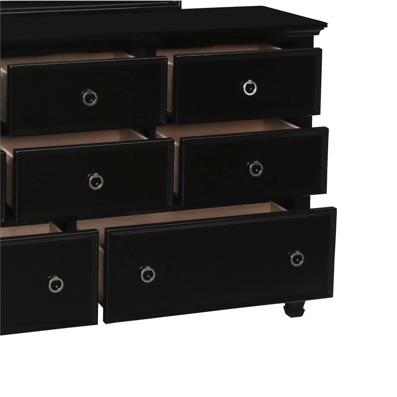 New Classic Furniture Tamarack 8-Drawer Wood Dresser with Mirror in Black