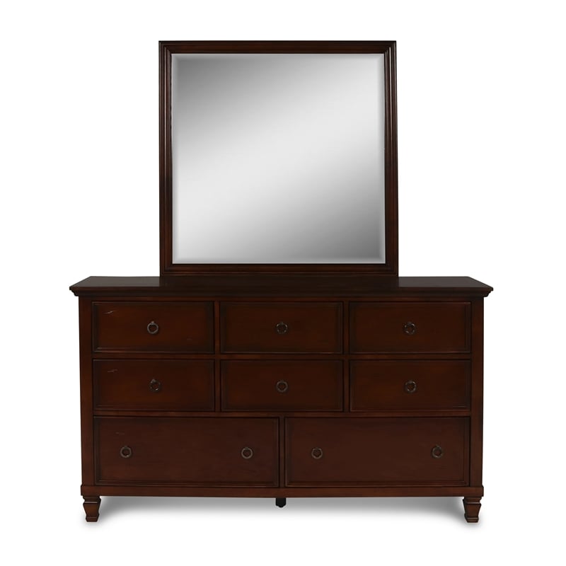 New Classic Furniture Tamarack Wood 8-Drawer Dresser with Mirror in Brown Cherry