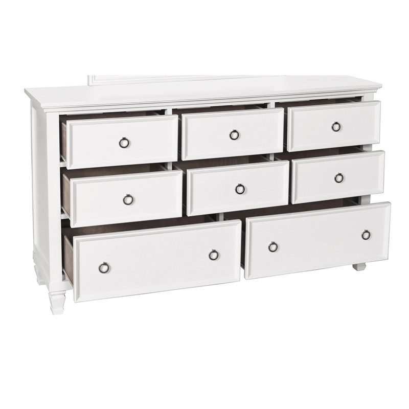 New Classic Furniture Tamarack 8-Drawer Wood Dresser with Mirror in White