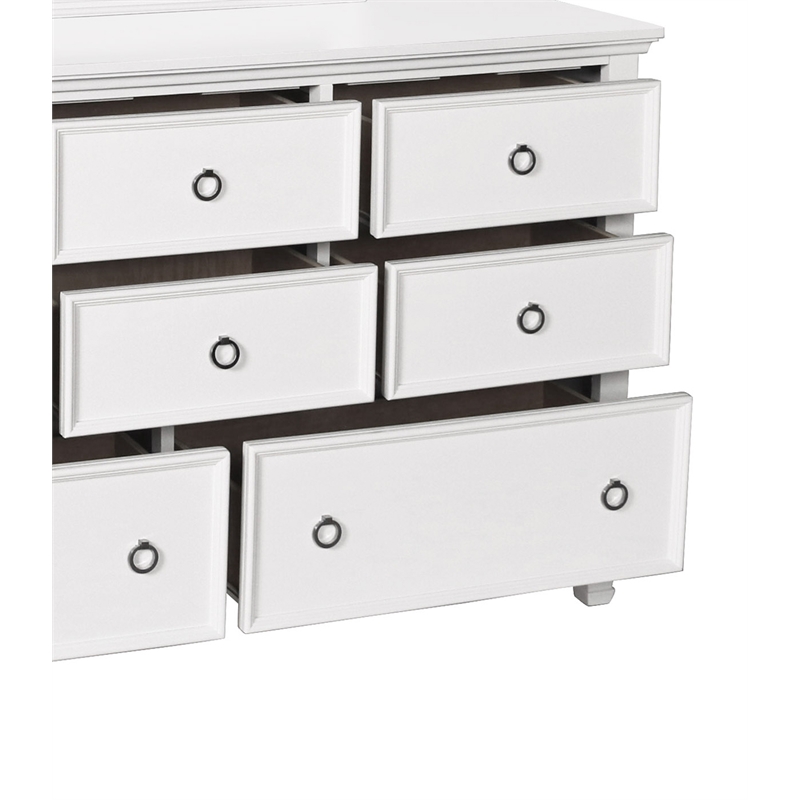 New Classic Furniture Tamarack 8-Drawer Wood Dresser with Mirror in White