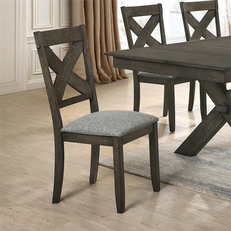 New Classic Furniture Gulliver Solid Wood Side Chair in Rustic Brown (Set of 2)