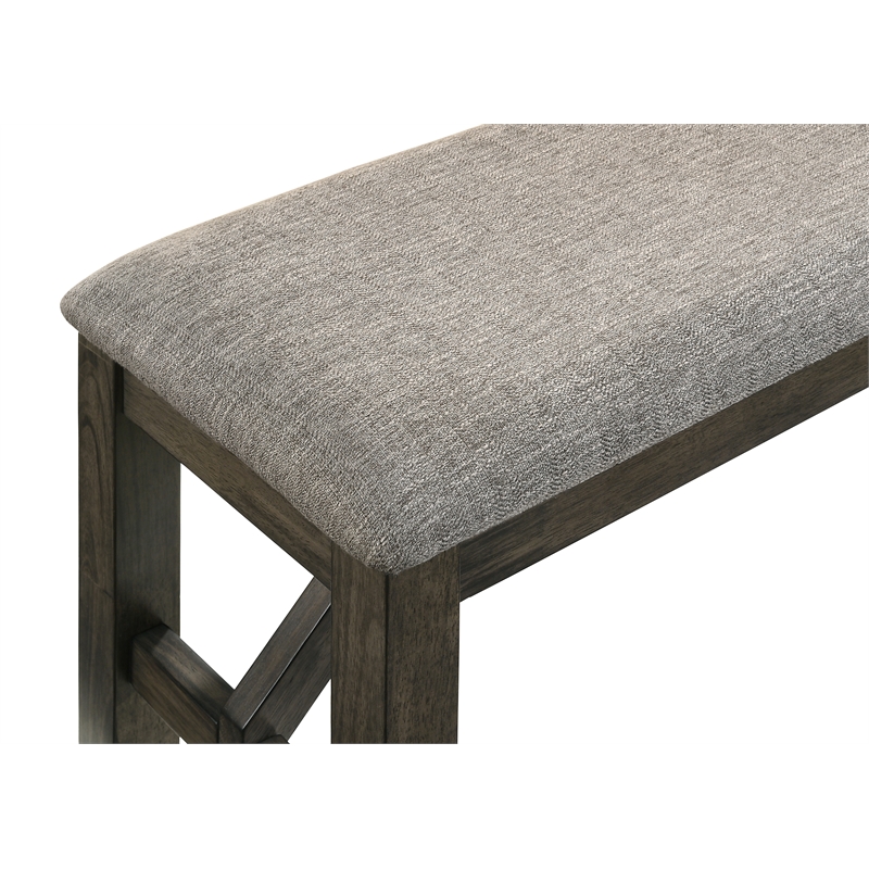 New Classic Gulliver Upholstered Polyester Wood Bench in Rustic Brown