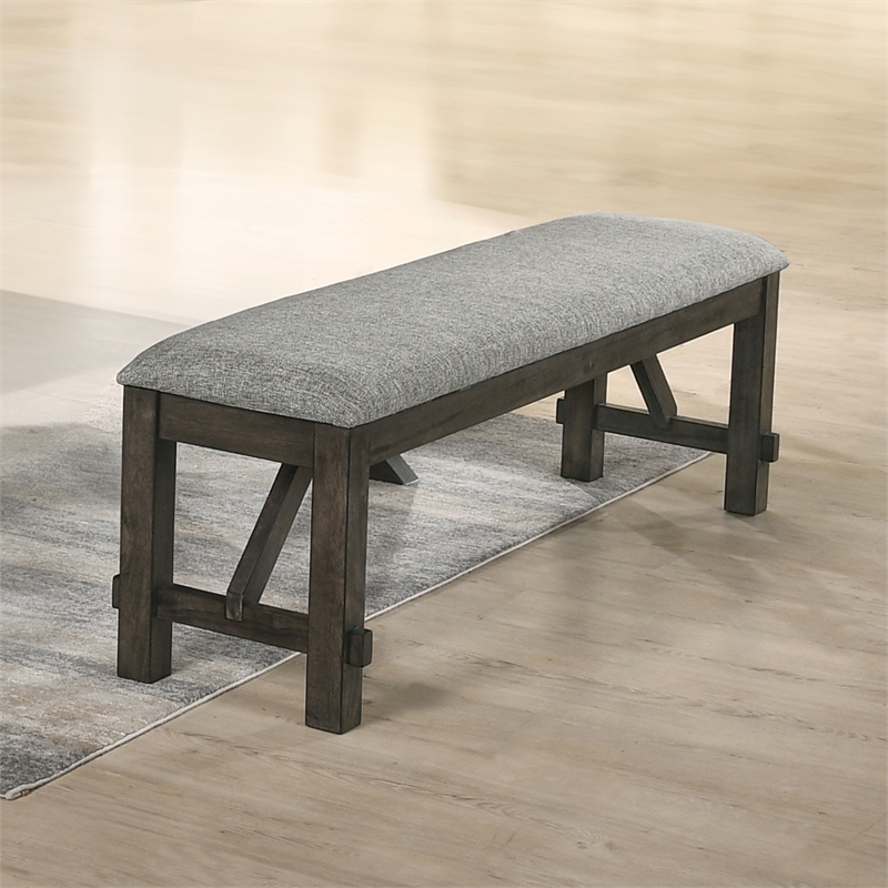New Classic Gulliver Upholstered Polyester Wood Bench in Rustic Brown