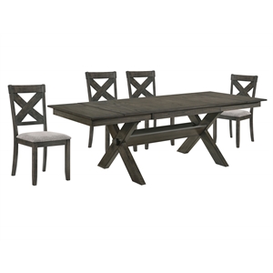 New Classic Gulliver 5-Piece Solid Wood Rectangular Dining Set in Rustic Brown