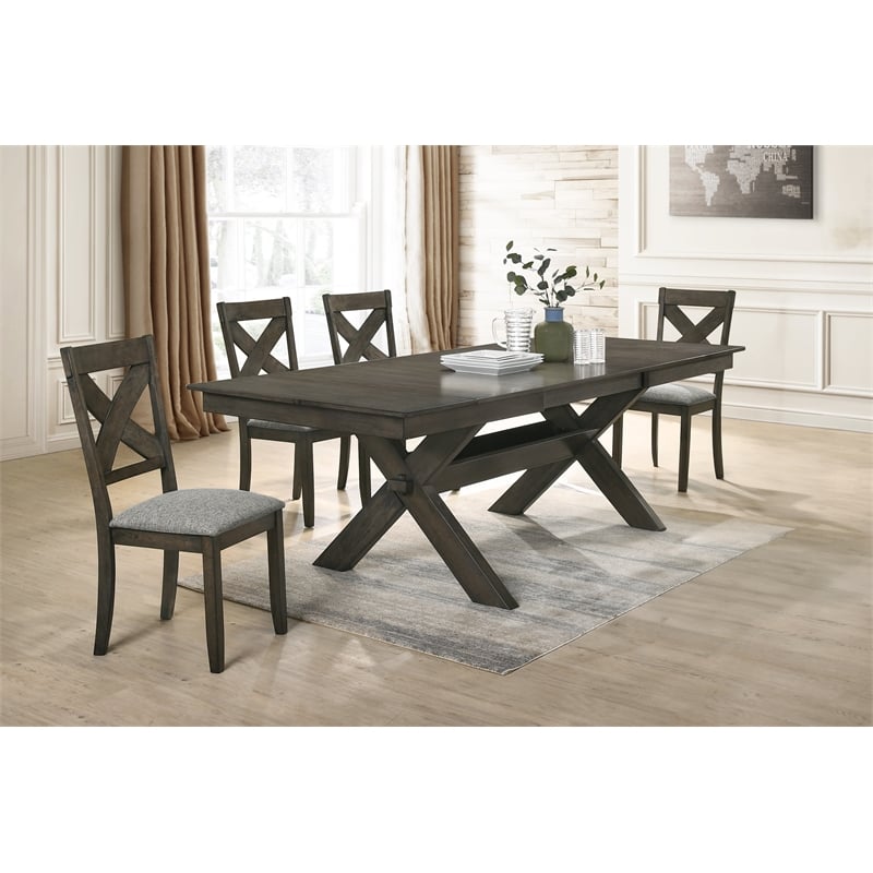 New Classic Gulliver 5-Piece Solid Wood Rectangular Dining Set in Rustic Brown