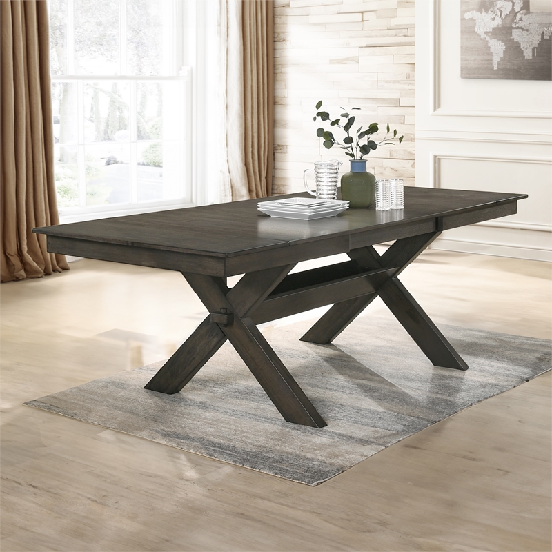 New Classic Furniture Gulliver Solid Wood Rectangle Dining Table in Rustic Brown