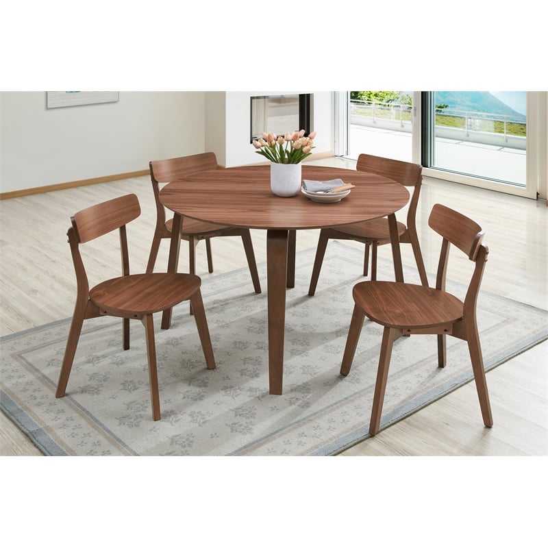 New Classic Furniture 5-Piece Gabby Solid Wood Dining Table Set in Walnut