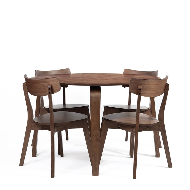 New Classic Furniture 5-Piece Gabby Solid Wood Dining Table Set in Walnut