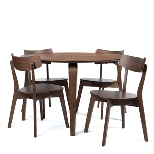 New Classic Furniture 5-Piece Gabby Solid Wood Dining Table Set in Walnut
