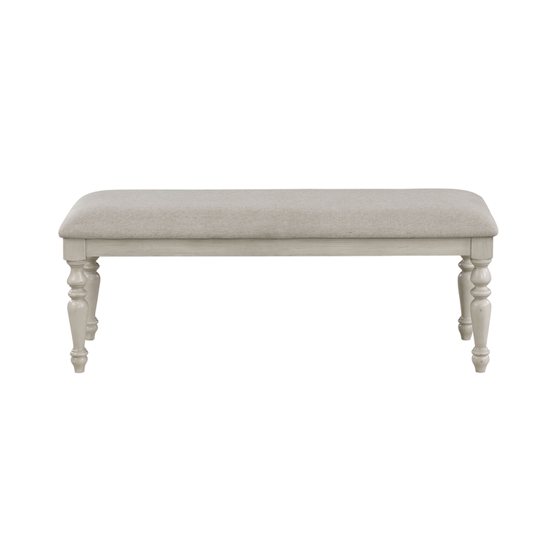 New Classic Furniture Jennifer Wood Bench with Fabric Cushion in Beige