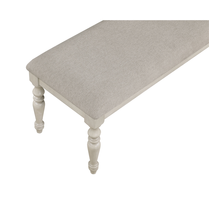New Classic Furniture Jennifer Wood Bench with Fabric Cushion in Beige