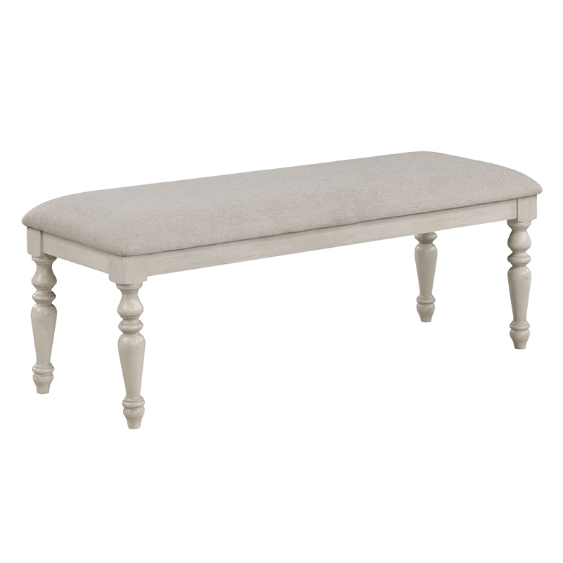 New Classic Furniture Jennifer Wood Bench with Fabric Cushion in Beige