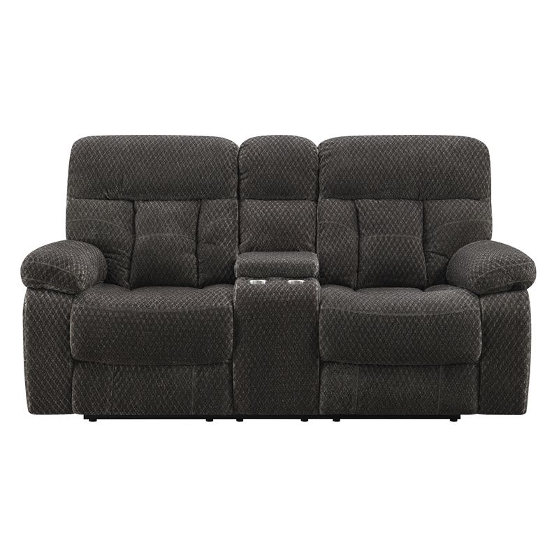 New Classic Furniture Bravo Polyester Fabric Console Loveseat in Charcoal