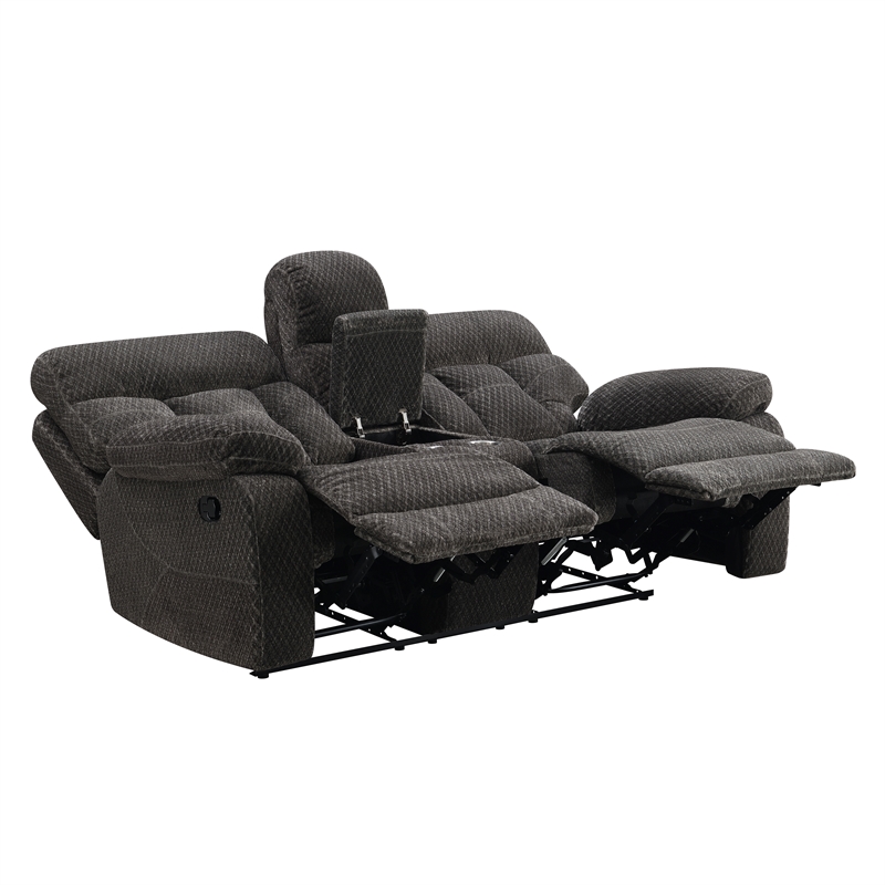 New Classic Furniture Bravo Polyester Fabric Console Loveseat in Charcoal