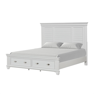 New Classic Furniture Jamestown Traditional Solid Wood Queen Bed - White Brushed