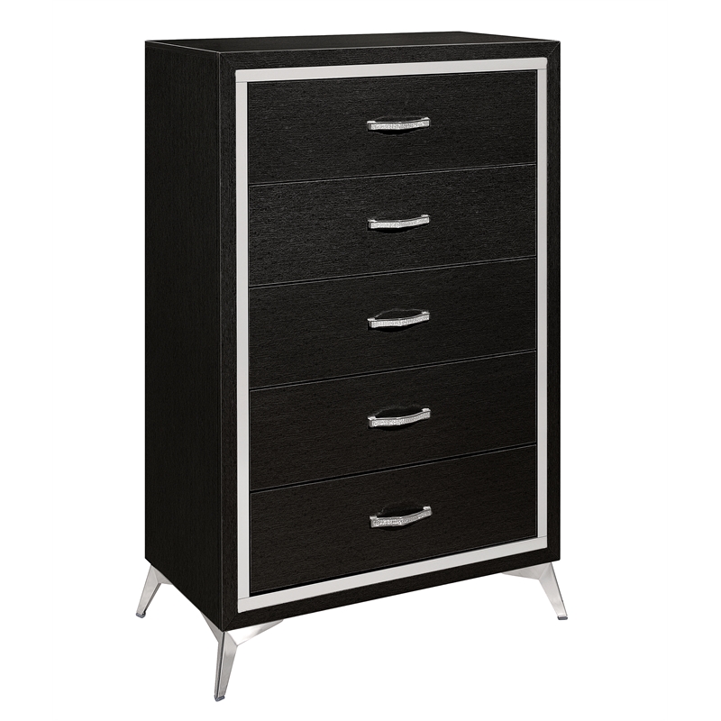 New Classic Furniture Huxley Solid Wood 5-Drawer Chest in Black