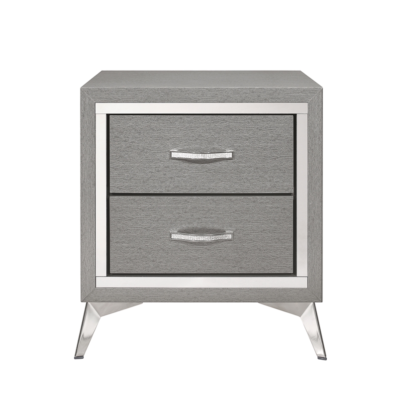 New Classic Furniture Huxley 2-Drawer Solid Wood Nightstand in Gray