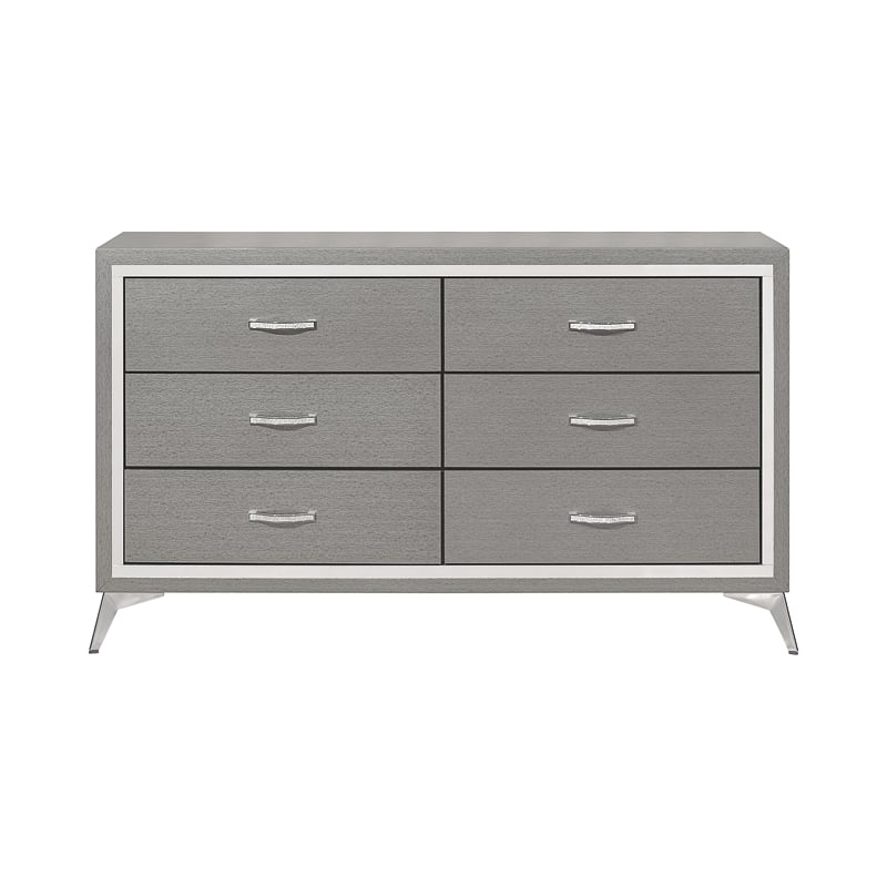New Classic Furniture Huxley 6-Drawer Solid Wood Dresser in Gray