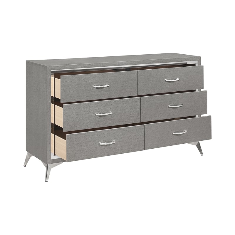 New Classic Furniture Huxley 6-Drawer Solid Wood Dresser in Gray