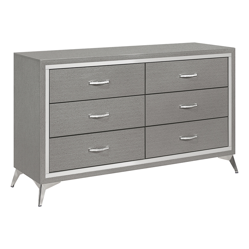 New Classic Furniture Huxley 6-Drawer Solid Wood Dresser in Gray