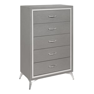 New Classic Furniture Huxley Solid Wood 5-Drawer Chest in Gray